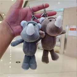 Llavero con colgante para muñeca Rhino, juguete de peluche creativo con 2 colores opcionales, bolsa de dibujos animados, tamaño de 15Cm aprox.