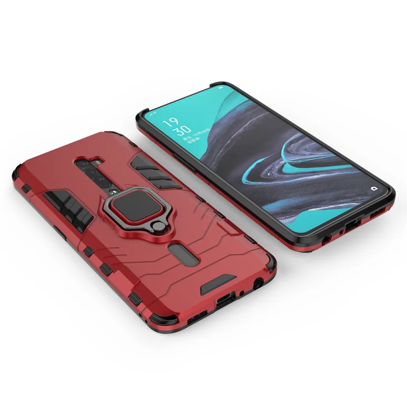 red Чехол для OPPO Reno 10X Zoom Reno2, адсорбционное кольцо, держатель, противоударный жесткий защитный чехол на заднюю панель, чехол для OPPO Reno Z, чехол для телефона - Цвет: red
