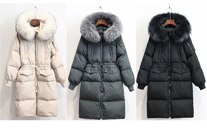 Женский зимний пуховик, новинка, плюс размер, Свободная Женская куртка с капюшоном, меховой воротник, толстое теплое пальто, повседневное, офисное, Женское пальто, Q89
