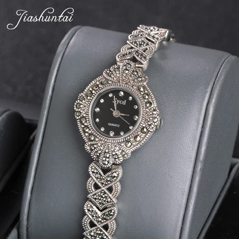 

ZHJIASHUN Retro 100% 925 Sterling Silver Watch For Women Vintage Thai Silver Watchs Jewelry Gifts