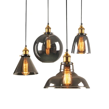 

Modern Vintage Clear Glass Lampshade Pendant Light Country Style Dining Living Room Indoor Home Decoration Bronze Hanging Lamp