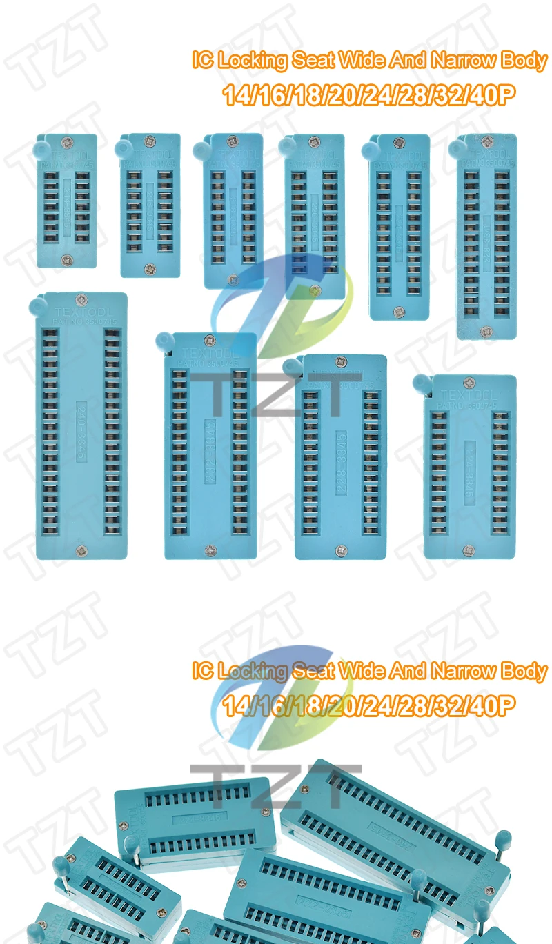 1/4 Stück 14 16 18 20 24 28 32 40 P Pin 2,54 mm grün DIP Universal ZIF IC Sockel Test Löttyp IC Lock Sitz Ringing Sockel – Detail 9