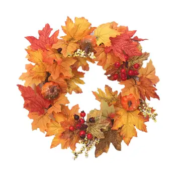 

Halloween Artificial Maple Leaf Garlands Autumn Thanksgiving Hanging Decoration Creative Garland Rattan Artificial Door Wreath