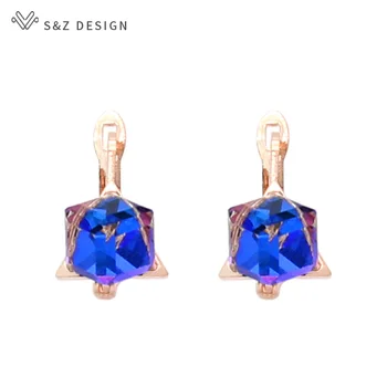 

S&Z DESIGN 2020 Fashion Colorful Square Cube Crystal Dangle Earrings For Women Wedding Jewelry Lovely Earrings Anti-allergy