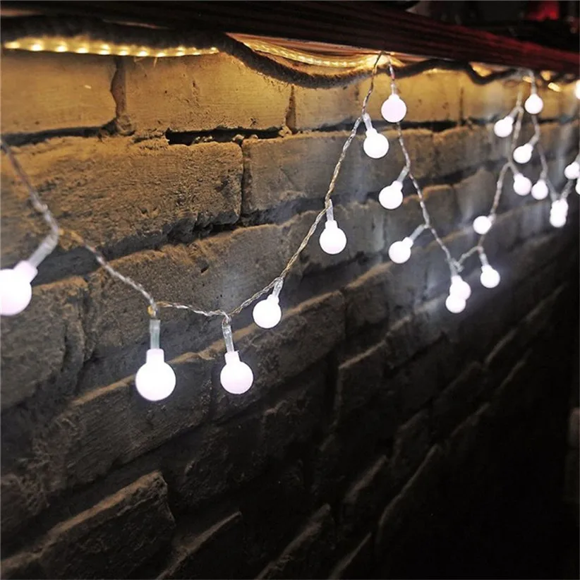 9 Color US Plug LED Ball Lamp 10M Lighting Fairy Garden Light String Interior Christmas Trees Decoration Curtain Lamps 907 - Цвет: White