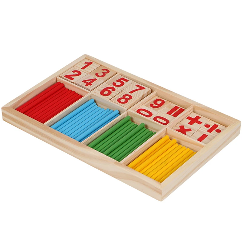 

Kids Preschool Math Toy Colorful Bamboo Counting Sticks Clock Baby Toy Teaching Educational Toys Gift Wooden Box Math Toy