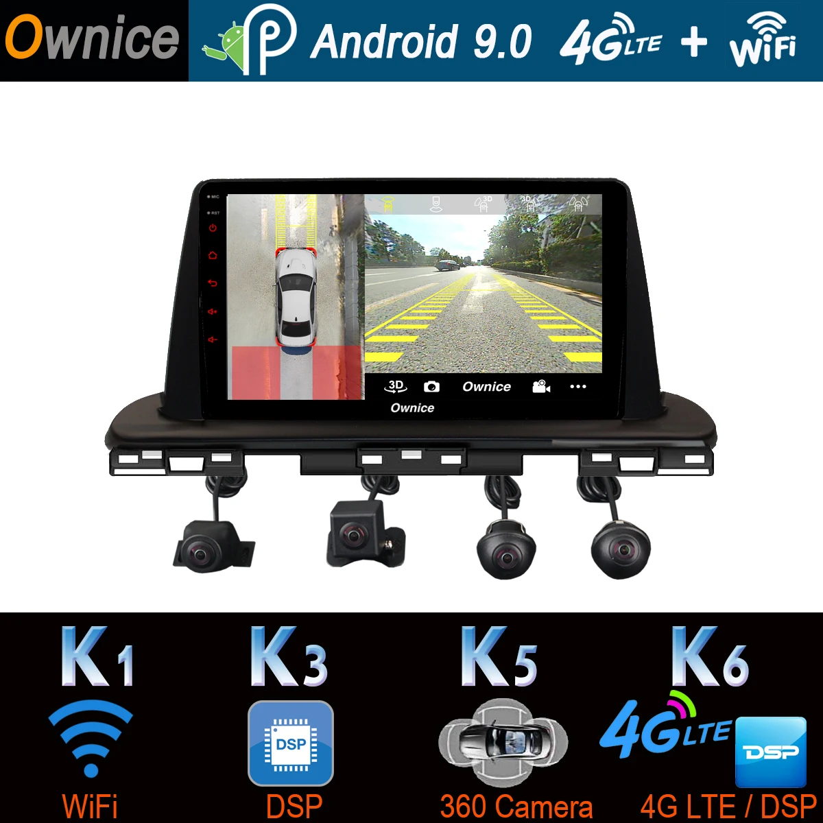 

1 DIN 360°Panoramic Android 9.0 4G+64G GPS Navigation Radio DSP CarPlay Car Multimedia Player for Kia Cerato 2018 2019 Head Unit