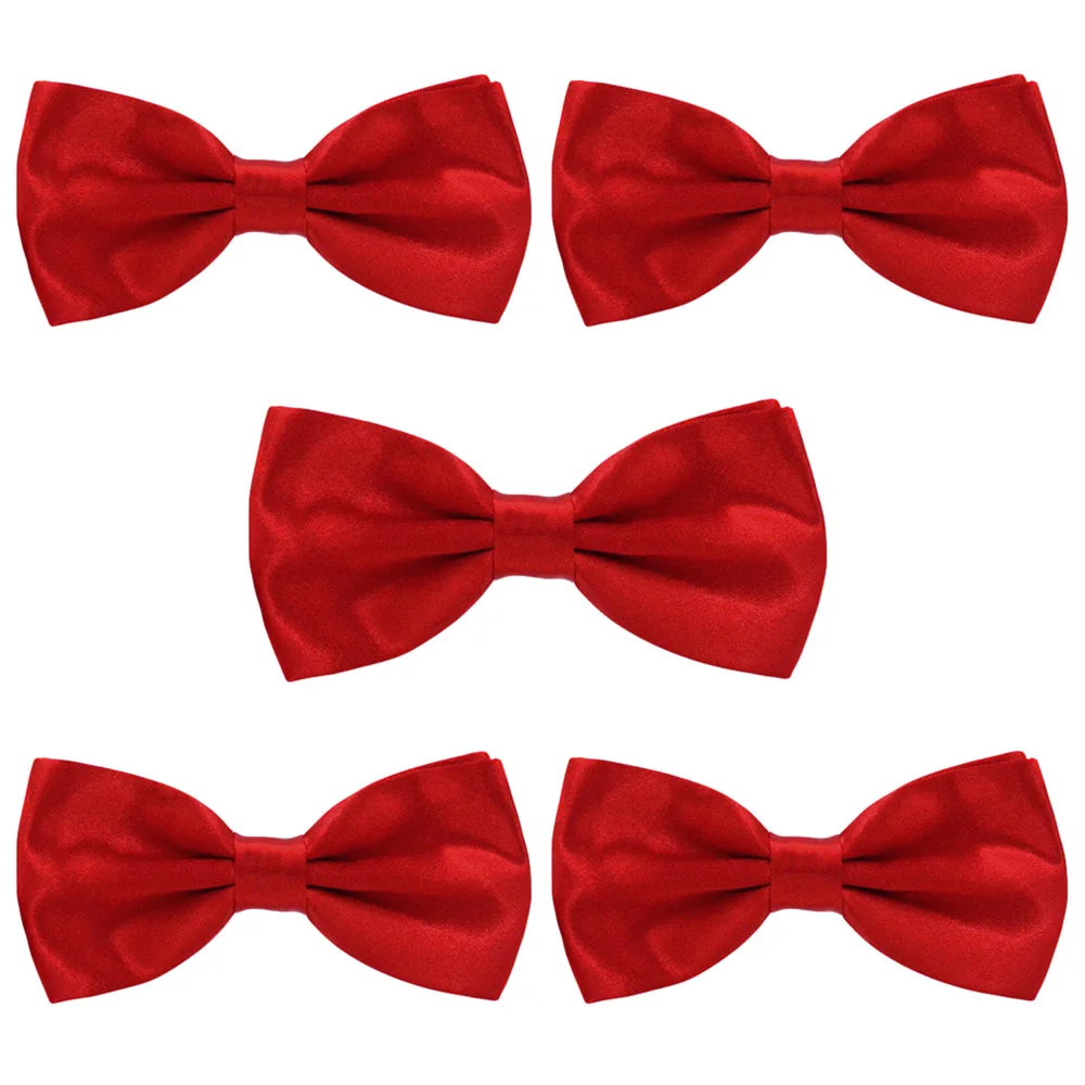 Wine Red-5 PCS 5 шт. мужской классический Атласный Галстук-бабочка Свадебный школьный Регулируемый однотонный галстук-бабочка BWTYY1001 - Цвет: Wine Red-5 PCS