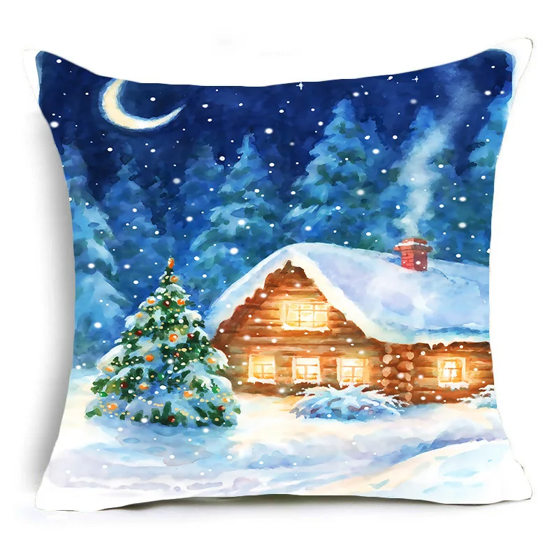 Чехол для подушки с рождественским снежным домиком, украшение для дома, рождественские подарки, наволочка для подушки 45*45 см