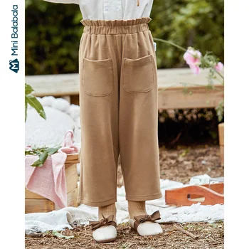 

Minibala Girls pants 2020 autumn new products cotton stretch pants retro art girls casual pants