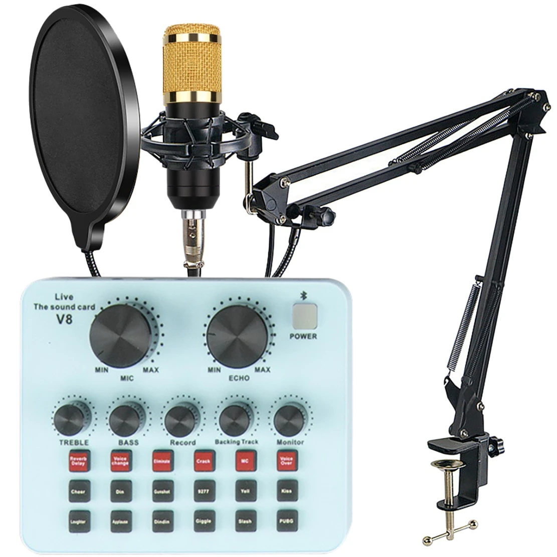 録音およびライブ配信用のv8ライブサウンドカードマイク付きコンデンサーマイクキット Sound Cards Aliexpress