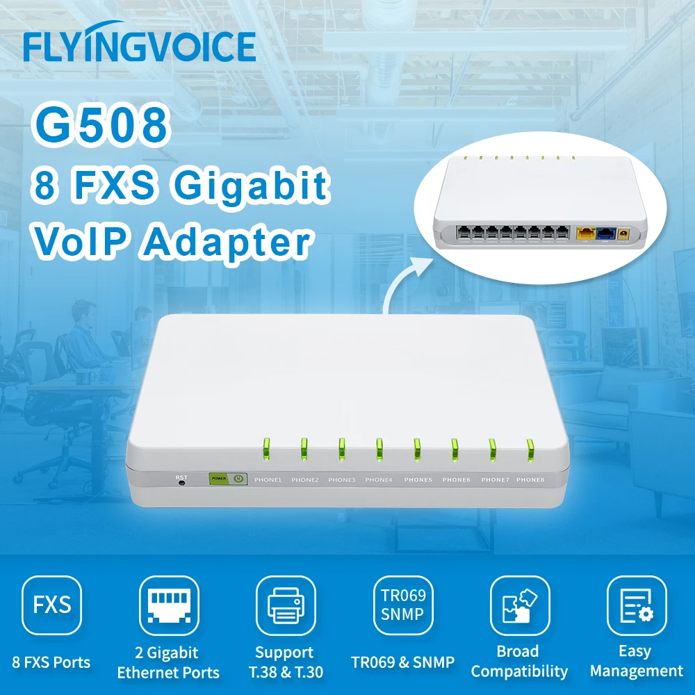 Flying Voice Voip Gateway G508 8 Sip Lines Analog Telephone Adapter ...