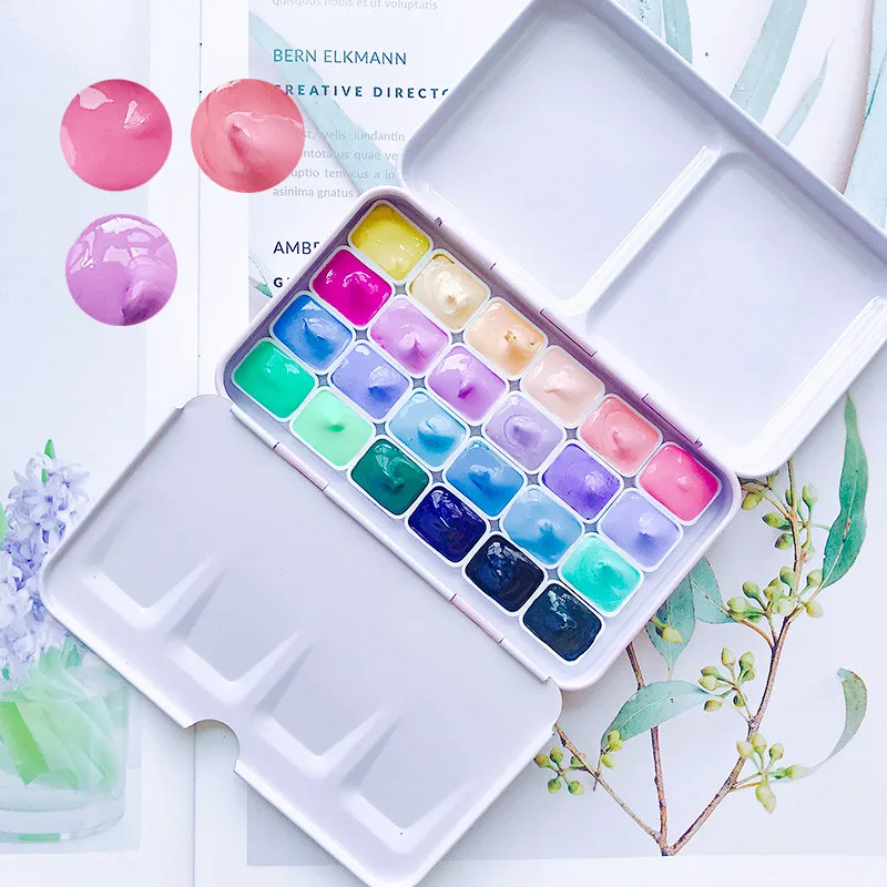 Candy color watercolor paint box 24 colors/1ml Portable mini watercolor paint Beginner Macaron set art supplies