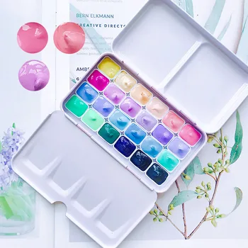 Candy color watercolor paint box 24 colors/1ml Portable mini watercolor paint Beginner Macaron set art supplies