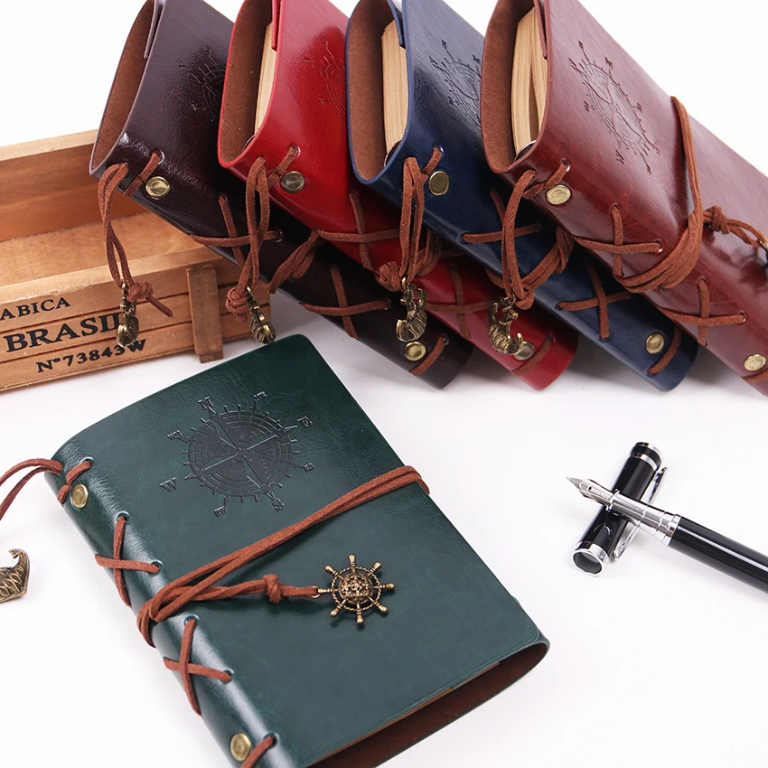 

Spiral NoteBook Diary Book Vintage Pirate Anchors PU Leather Note Book Replaceable Xmas Gift Traveler Journal 1PC