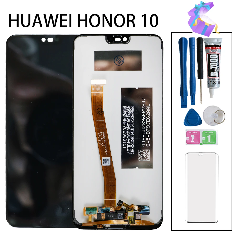 Протестированный для 5,84 'huawei Honor 10 COL-L29 ЖК-дисплей+ кодирующий преобразователь сенсорного экрана в сборе Замена+ отпечаток пальца