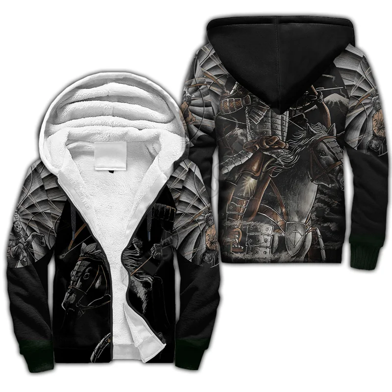 Mask Tattoo 3D printed Fleece zipper Hoodies Men Women Winter Warm plus velvet jacket Casual Coat 01