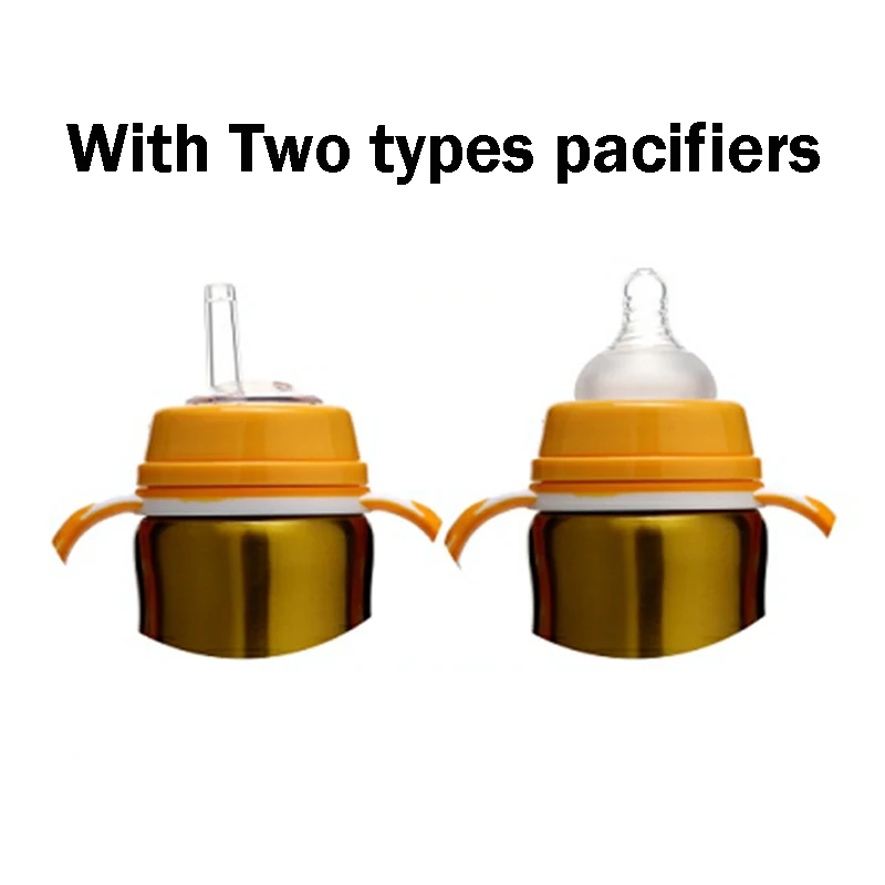 AAG Portable Baby Bottle Water Cup Child Stainless Steel Insulation Cup Straw Solid Color Baby Milk Warmer Bottle Feeding Cups