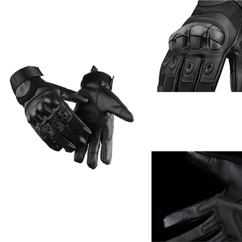 

Motocycle Handlebar Gloves, Full Finger Gloves Leather Presssn Hand Protector for Motorbike Scooter Electric