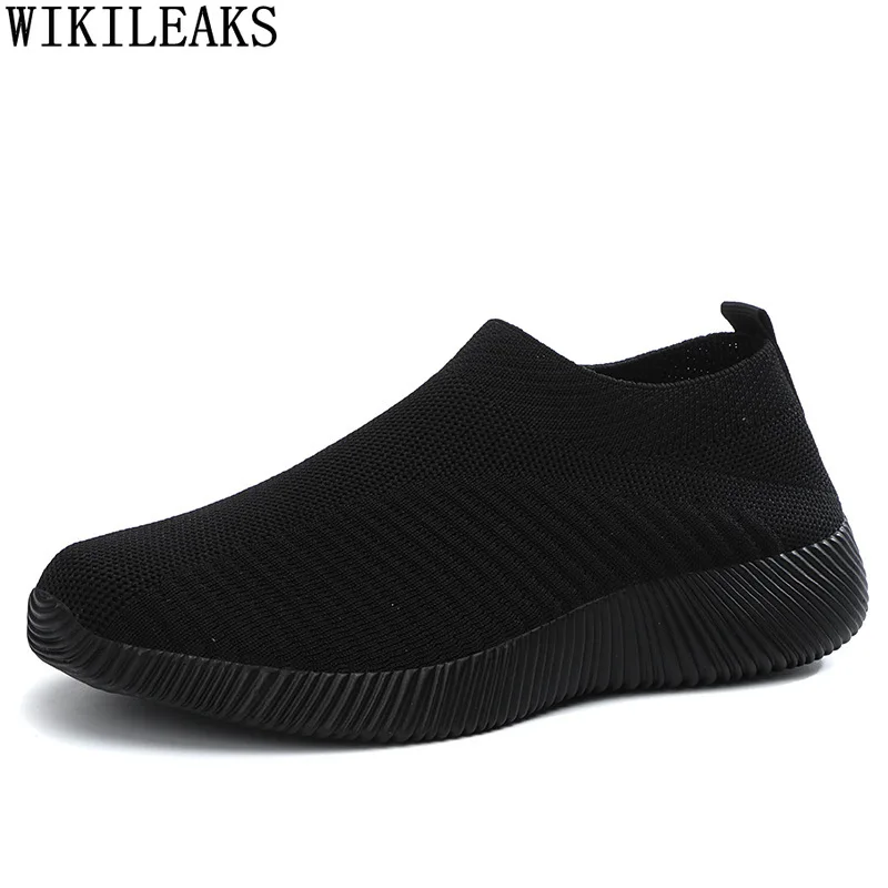 

Женские нескользящие кроссовки-носки, черные Повседневные слипоны из кожи, обувь для женщин, 2024