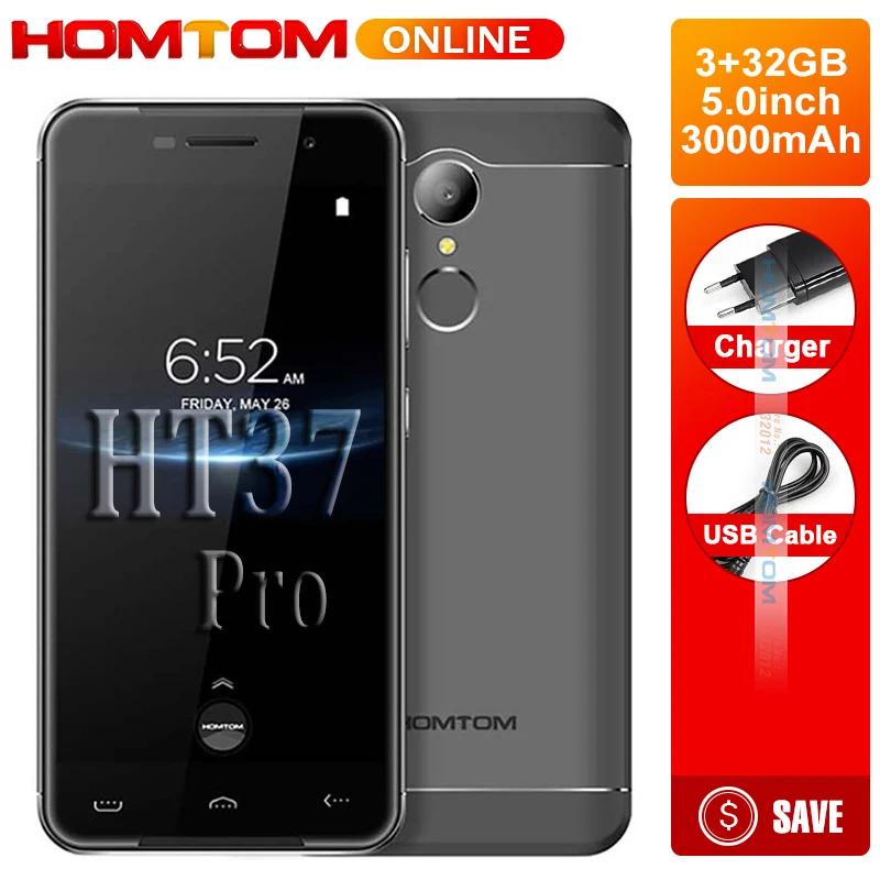 HOMTOM HT37 Pro смартфон 4G двойной динамик MTK6737 5 0 дюймов HD Android 7 3 ГБ + 32 Гб 13 МП 3000 мАч