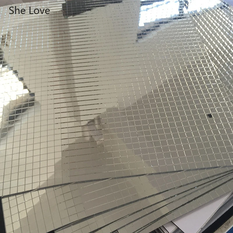 She Love 30x15cmx5mm мини квадратная самоклеящаяся стеклянная мозаичная плитка для