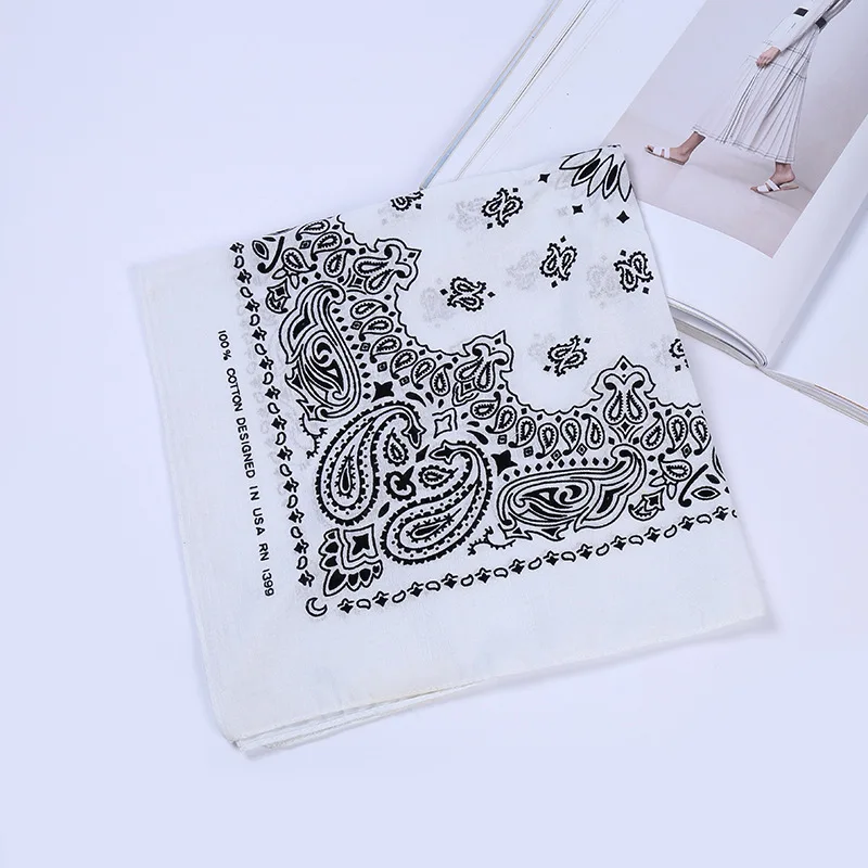 Cashew flowers cotton 55 cm square hip-hop dance multicolored spot Bandana scarf factory wholesale - Цвет: Белый