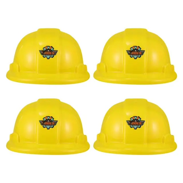 Toyvian 4pcs Safety Protective Hard Hat Construction Safety Work Equipment Worker Protective Helmet Cap Plastic Kids Hat Toys 1