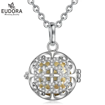 

Eudora 16mm Crystal bola pregnancy necklace with sound Harmony bola Box Cage Ball Box locket Pendant for women DIY Jewelry K393