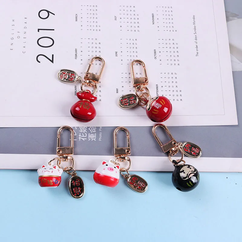 

Cute Cartoon Japanes Lucky Cat Keychain for Women Men Bag Schoolbag Charms Keyring Car Key Pendant Key Chains Decoration