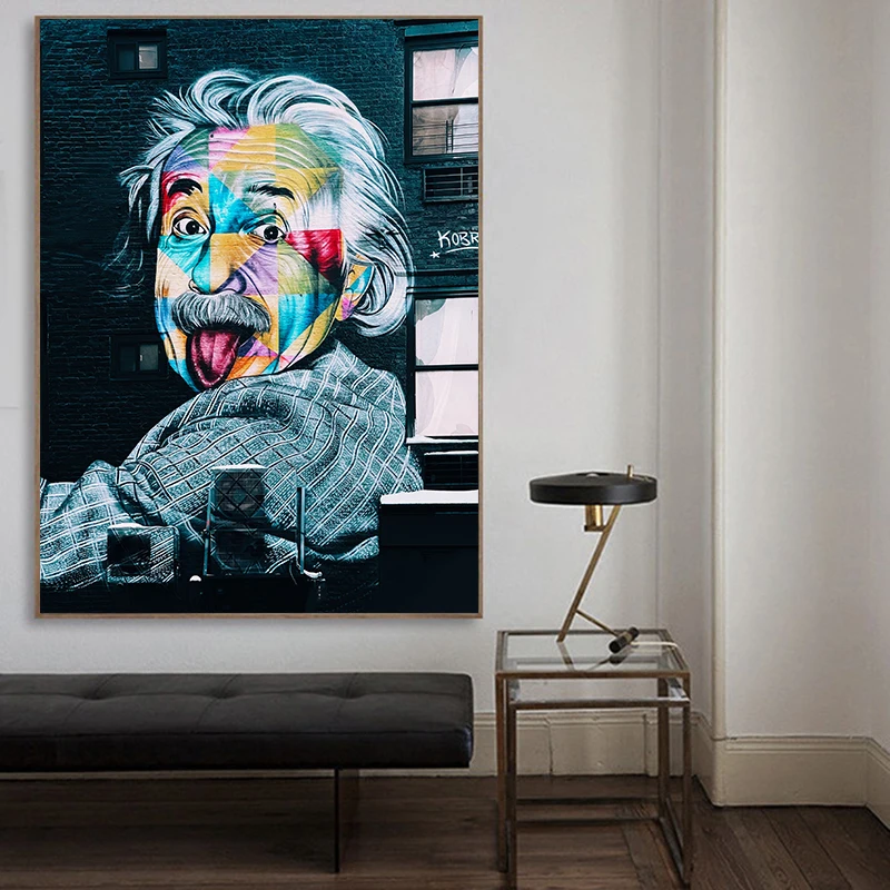Modern Art Street Graffiti Wall Art Canvas Einstein Posters And Prints Spray Painting Art Pictures For Living Room Decoration