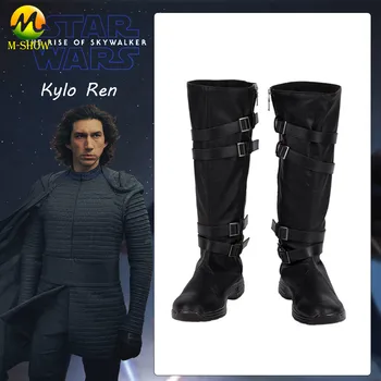 

Star Wars 9 The Rise of Skywalker Kylo Ren Cosplay Costume Boots Halloween Fancy Shoes for Adult High Quality Faux Leather Boots