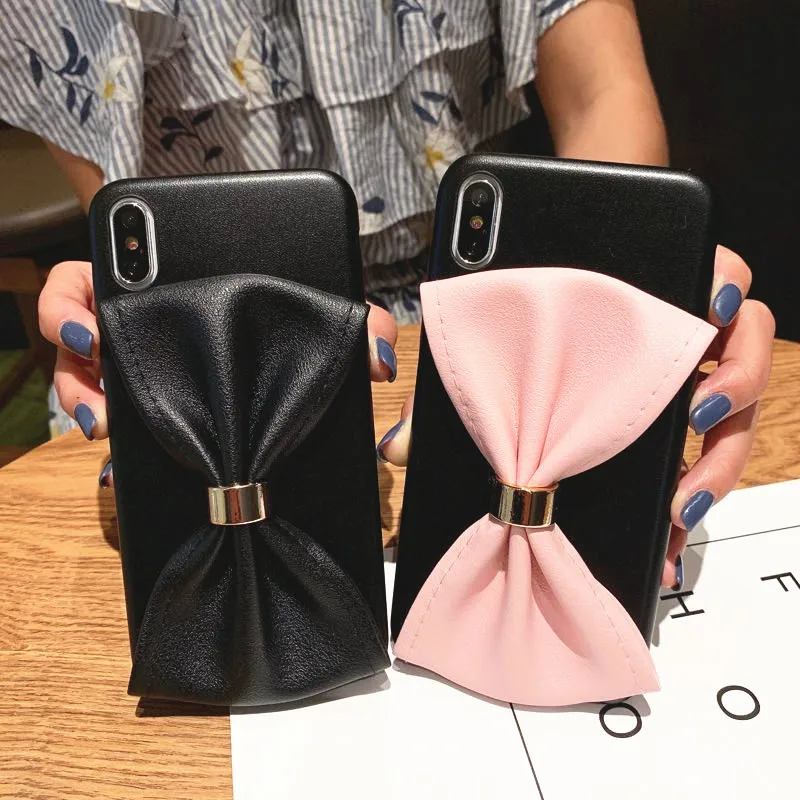 

case for iPhone 11 XR 7 8 11 Pro Max X XS Max Plus 6 6s cover big bowknot Phone Shell All-Inclusive Soft