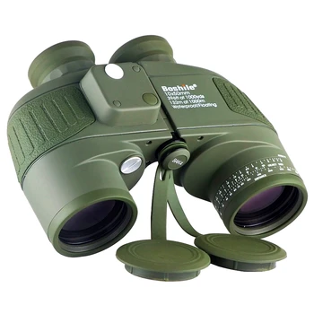 Boshile 10x50 Binoculars with Rangefinder and Compass Reticle Illuminant Telescope Navy Waterproof Green Color Tactical Military