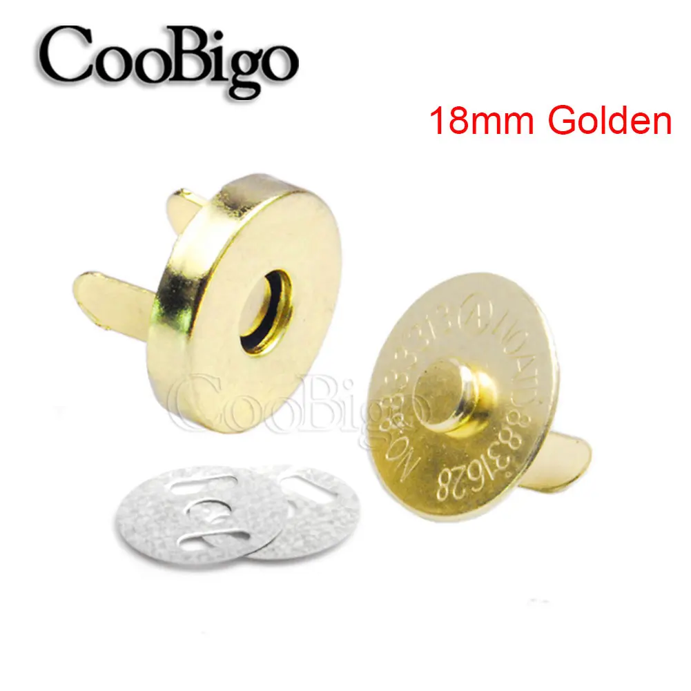 18mm Golden 50 компл металлические магнитные застежки-кнопки застежки, пуговицы Сумки из натуральной кожи кошелек крафт-мешки для шитья кожи Запчасти аксесуары 14 мм 18 мм - Цвет: 18mm Golden