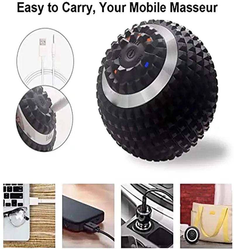 Vibrating Massage Ball 4-Speed USB Rechargeable Massage Roller Hot Electric Ball Training Yoga Fitness Foam Roller
