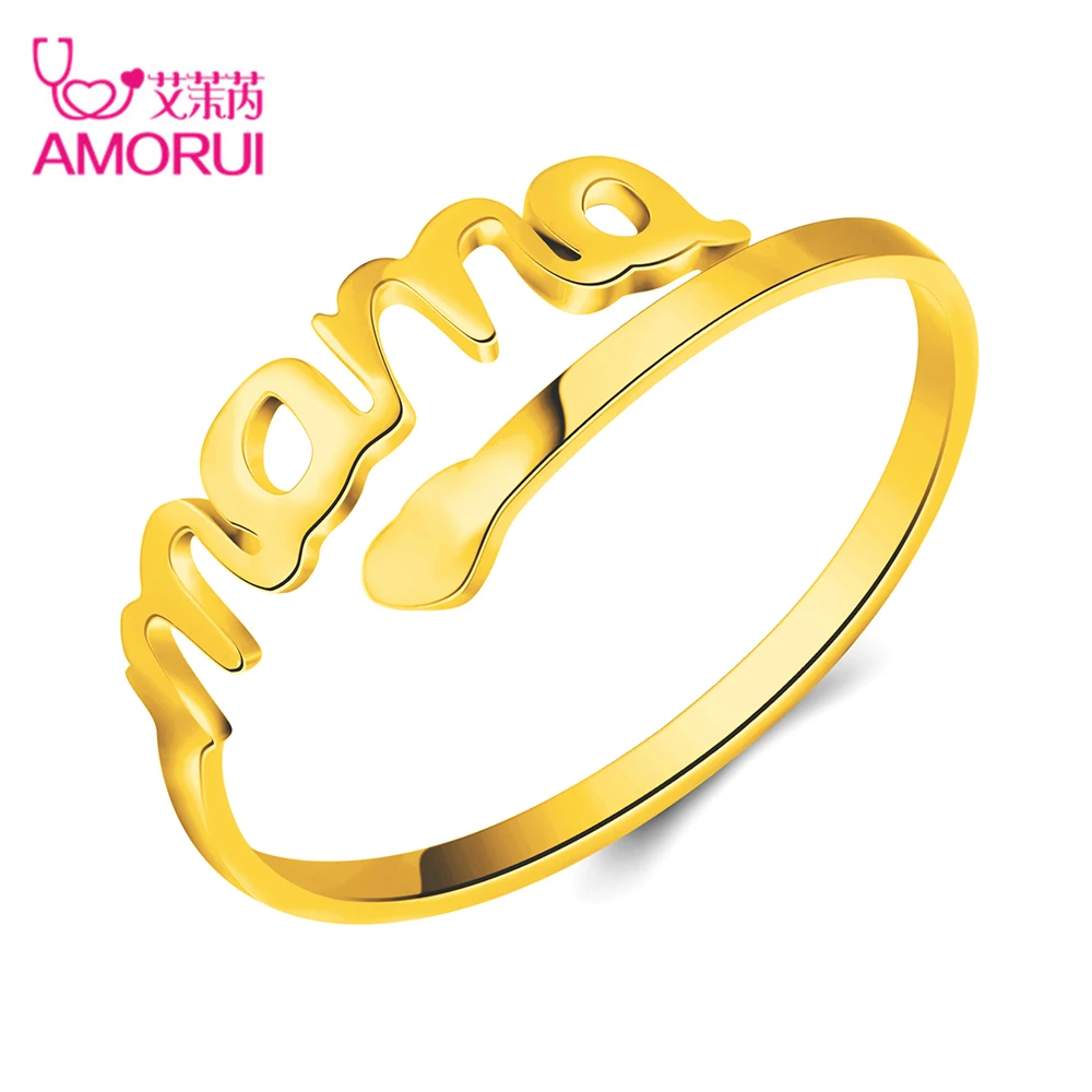 

MAMA Name Custom Silver Rings for Women Personalized Stainless Steel Adjustable Finger Ring Rose Gold Jewelry Mother's Day Gift