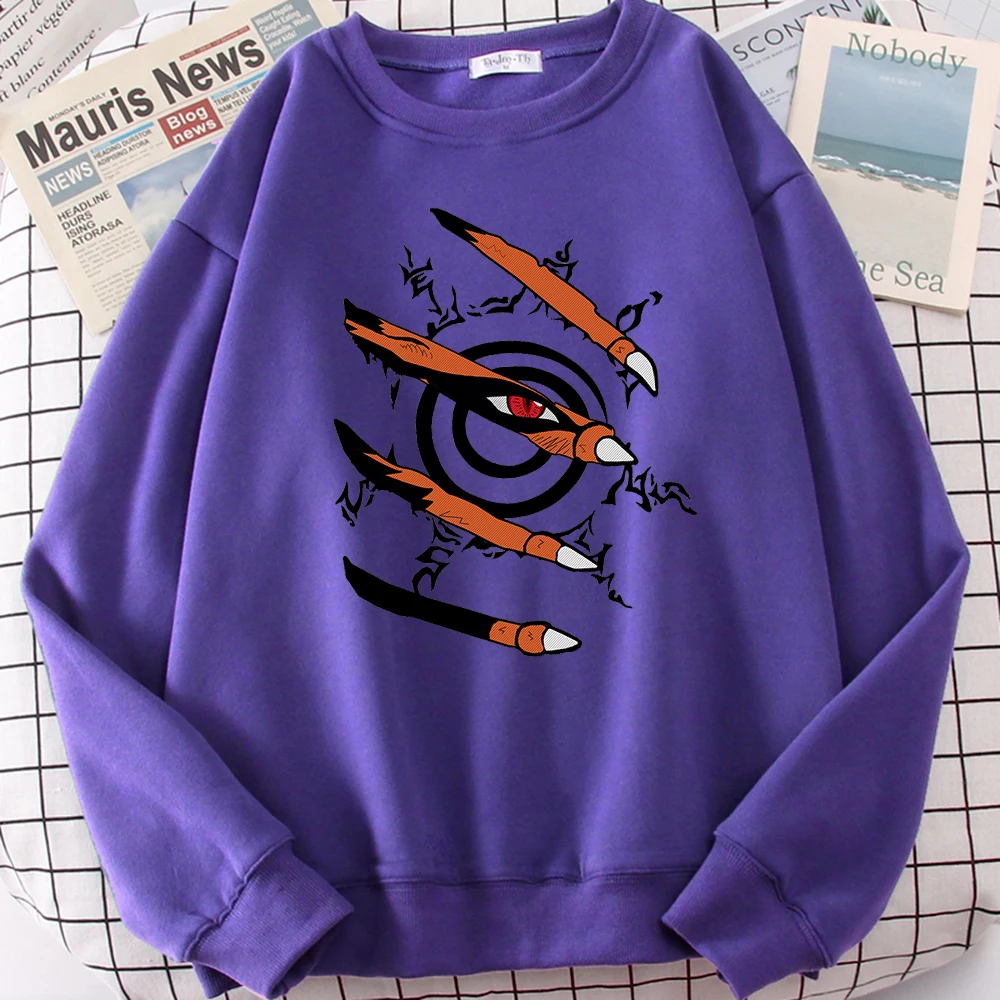 Anime Sweatshirt Men Tracksuit Funny Crewneck Man Ninjutsu Appear Street-Fashion Kurama
