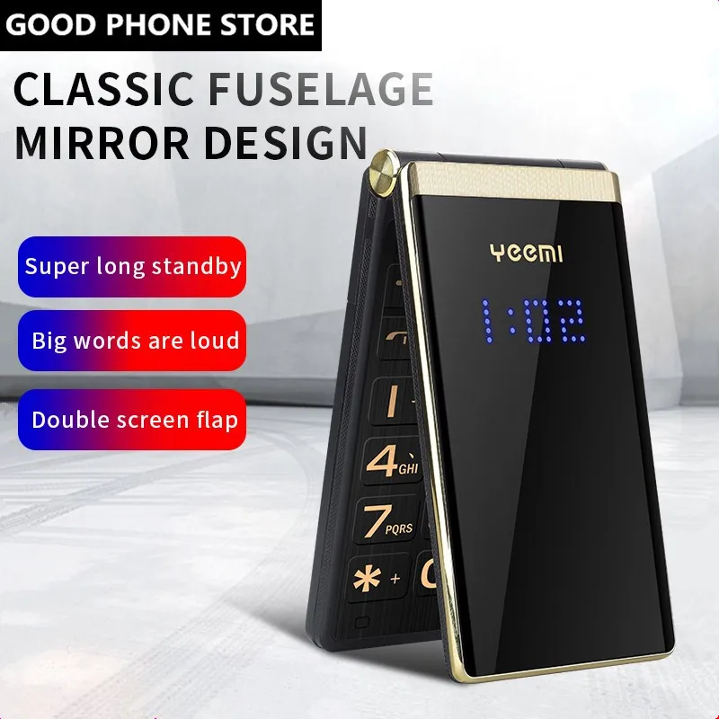 Классический кожаный флип-телефон YEEMI M2 + двойной экран WCDMA 3G GSM 2G сотовый телефон с