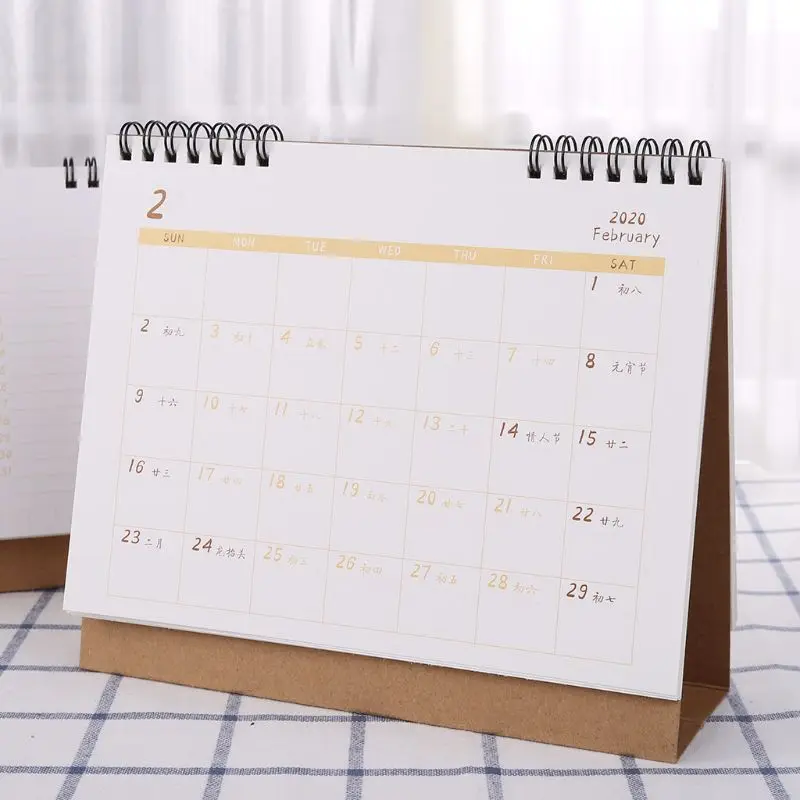 1 шт. простой устанавливаемый на стол Бумага 2020 двойная катушка календарь с заметками ежедневный график планировщик стола годовой стол