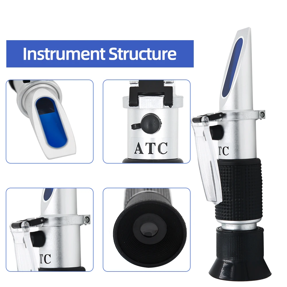 4 In 1 Hand Held Auto Refractometer Voertuig 30-35% Adblue Vloeistof Glycol Ureum Tester Batterij Antivries Met Atc