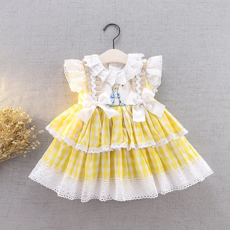 2-6Y Baby Girl Summer Yellow Rabbit Princess Lolita Dress for Girls Easter Birthday Party | Детская одежда и обувь