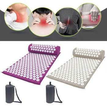 

Acupressure Massage Mat Pad + Pillow + Storage Bag for Back Neck Pain Sciatic Relief Full Body Muscle Relaxation