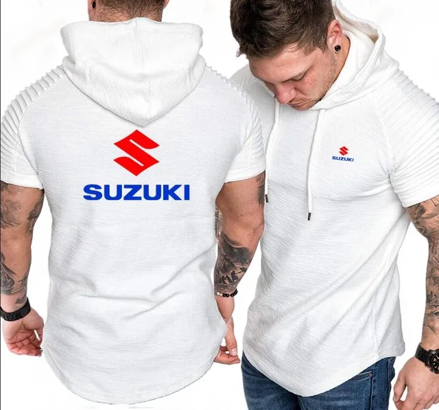 Для Suzuki гоночный принт Для мужчин короткий рукав с капюшоном толстовки мужские толстовки летнее худи тонкие пуловеры в стиле хип-хоп спортивный костюм PulloverP - Цвет: 18