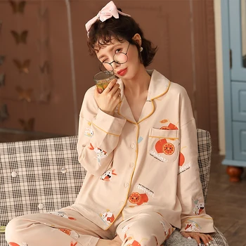 

Pyjama Women Clothes Autumn Womens Pajamas Sets Long-sleeved Sleepwear Suits Girl Fashion Casual Outerwear Sleepwear Night Sui