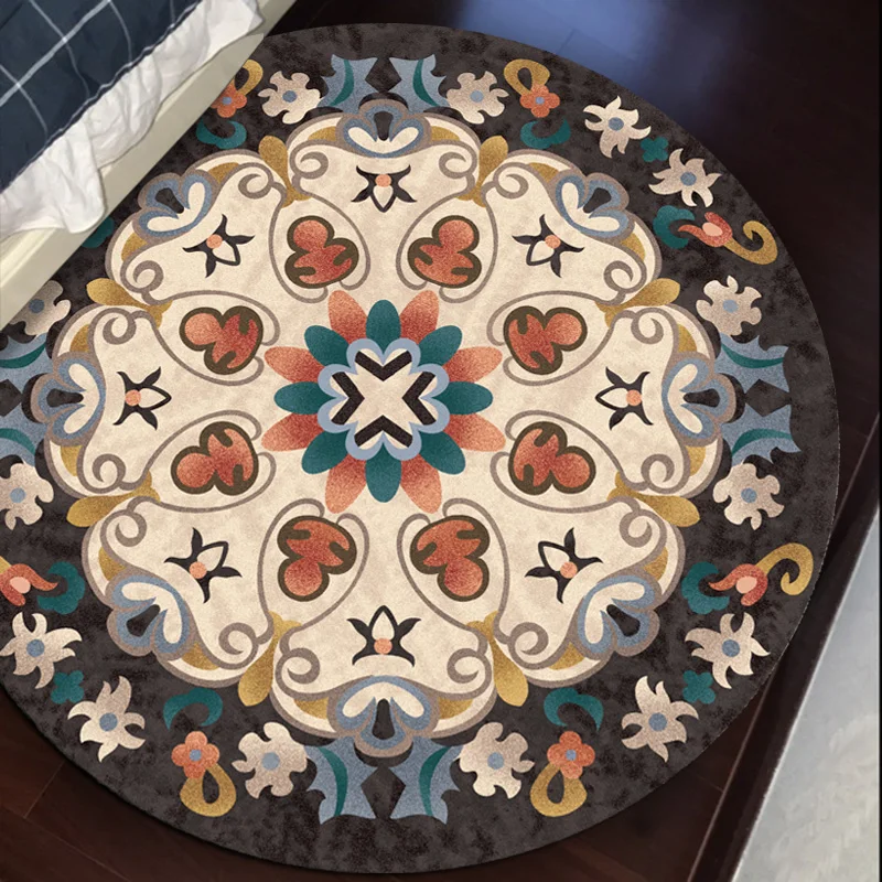 Круглый мандала культура декоративный печатный ковер, большой размер рисунок килим без волос коврик для пола