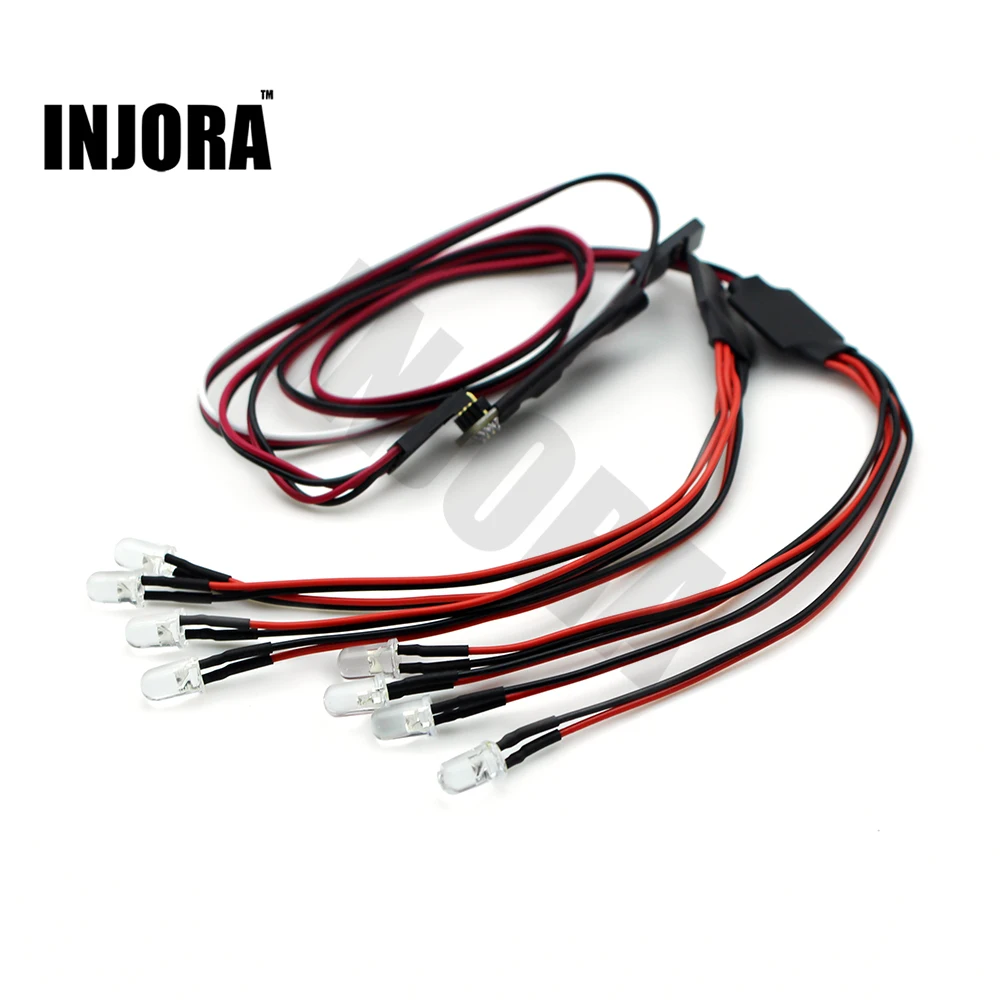 INJORA 8 LED Lights with Controller Board for 1:10 RC Car Traxxas Redcat Tamiya HSP HPI RC Rock Crawler Axial SCX10 D90