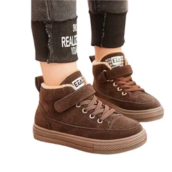 Chaussures en daim pour enfants, bottes pour garder au chaud en hiver, baskets confortables en coton antidérapantes pour garçons et filles 