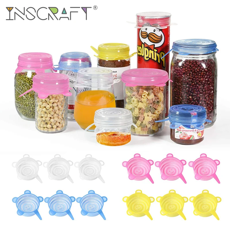 Lids Food-Storage-Covers Mason-Jars Stretch Small Silicone Reusable Bowls Fruits