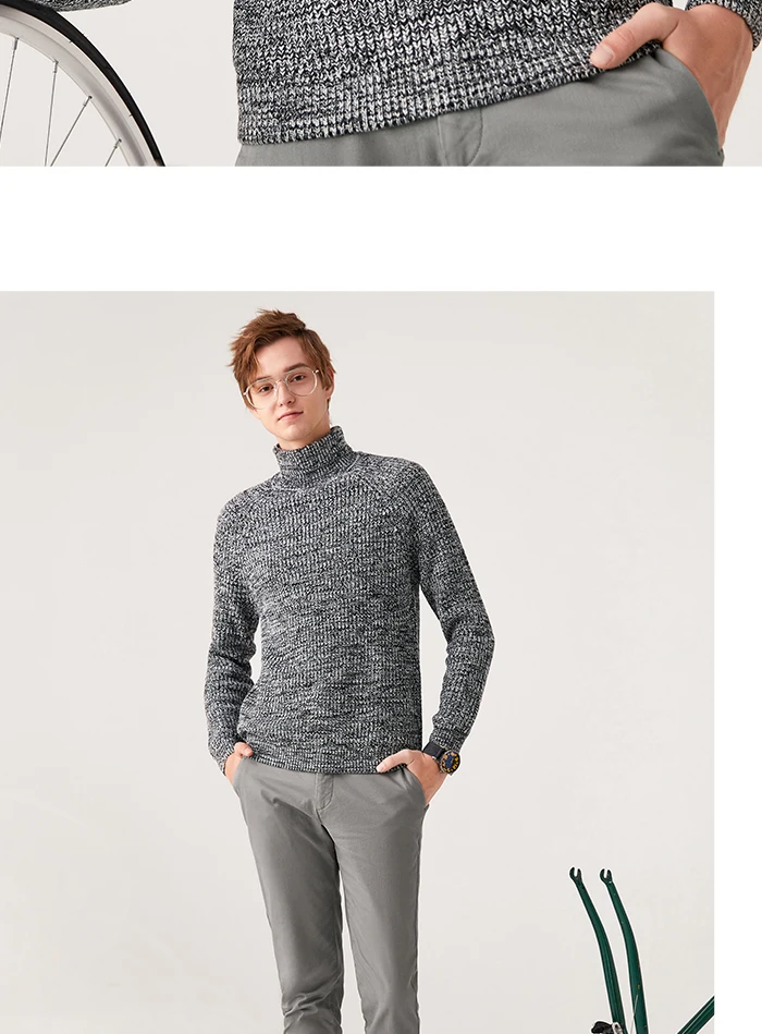 Semir с высоким воротником шерстяной свитер мужской весной и осенью молодой Свободный теплый свитер мужской корейской версии свитер пальто вязать